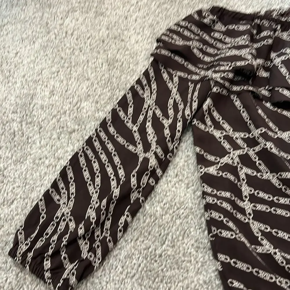 MICHAEL‎ Michael Kors Printed Pebble Crepe Off-the-Shoulder L/S Bias Cut Top M